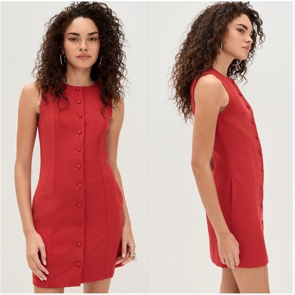 Wayf Dresses & Skirts - WAYF NEW Button Down Mini Fitted Classic Red Dress